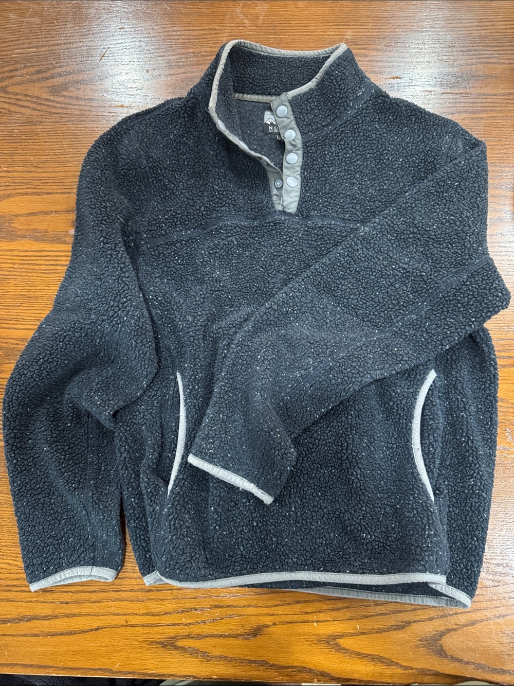 Men's Navy Blue Sherpa Snap-Button Pullover Sweater